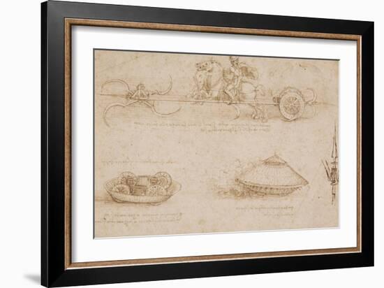 Military Machines and a Study for a Spearhead-Leonardo da Vinci-Framed Art Print