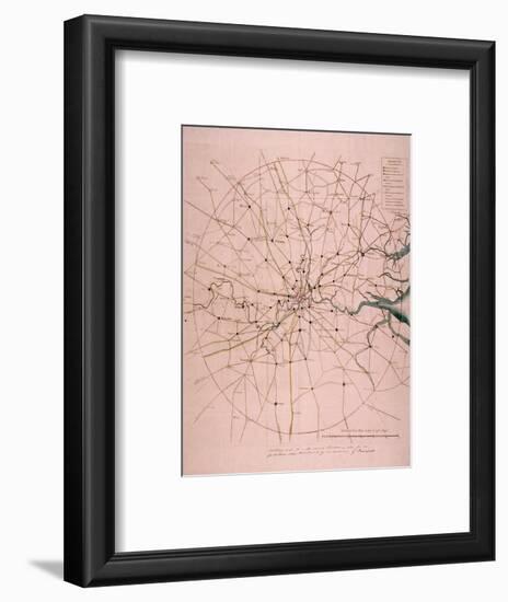 Military Map of a Thirty Six Mile Area around London, C1804-null-Framed Giclee Print