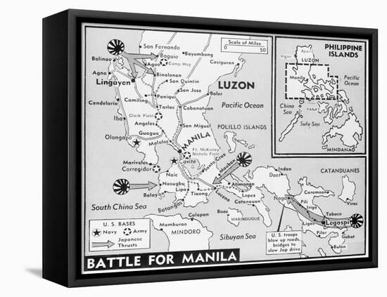 Military Map of Manila-null-Framed Premier Image Canvas