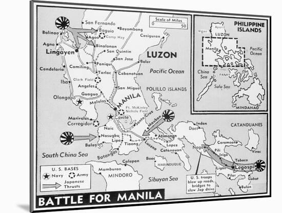 Military Map of Manila-null-Mounted Giclee Print