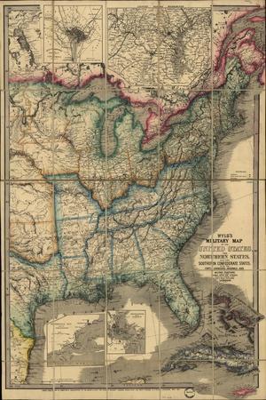 'Military Map of the United states - 1861' Art Print | Art.com