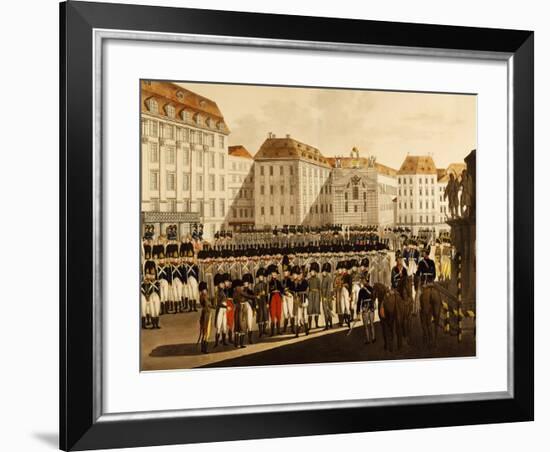 Military Parade of Viennese Burgermilitars in Platz Am Hof, Vienna, January 1806, Austria-null-Framed Giclee Print