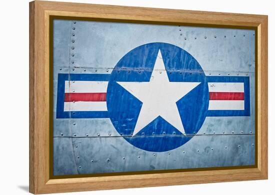 Military Plane with Star and Stripe Sign.-kyolshin-Framed Premier Image Canvas