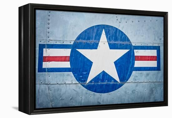 Military Plane with Star and Stripe Sign.-kyolshin-Framed Premier Image Canvas