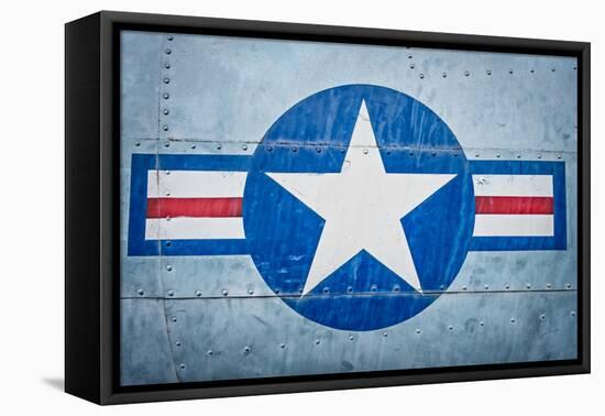 Military Plane with Star and Stripe Sign.-kyolshin-Framed Premier Image Canvas