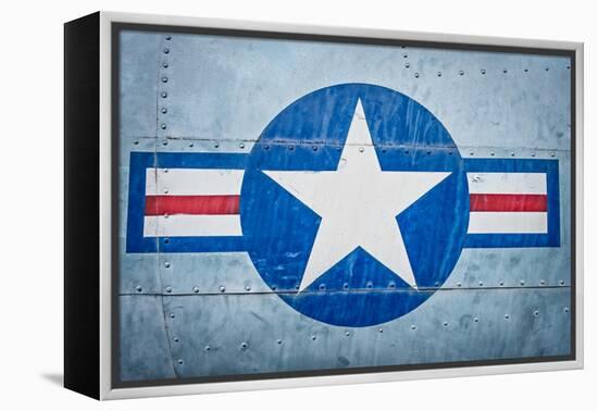 Military Plane with Star and Stripe Sign.-kyolshin-Framed Premier Image Canvas