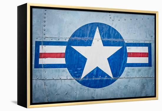 Military Plane with Star and Stripe Sign.-kyolshin-Framed Premier Image Canvas