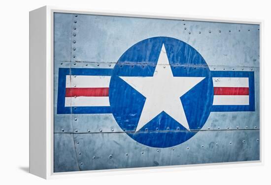 Military Plane with Star and Stripe Sign.-kyolshin-Framed Premier Image Canvas