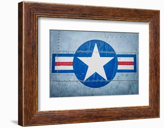 Military Plane with Star and Stripe Sign.-kyolshin-Framed Premium Photographic Print