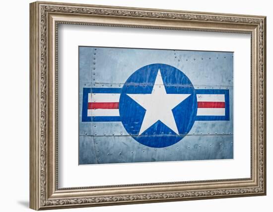 Military Plane with Star and Stripe Sign.-kyolshin-Framed Photographic Print