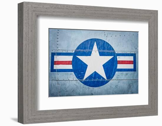 Military Plane with Star and Stripe Sign.-kyolshin-Framed Photographic Print