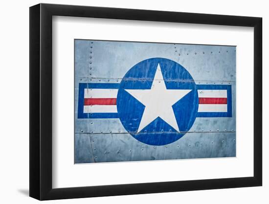 Military Plane with Star and Stripe Sign.-kyolshin-Framed Photographic Print
