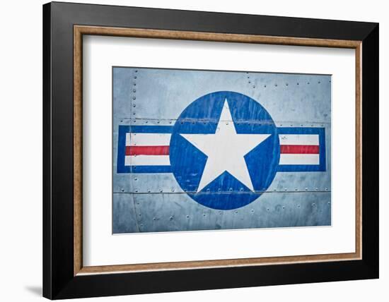 Military Plane with Star and Stripe Sign.-kyolshin-Framed Photographic Print