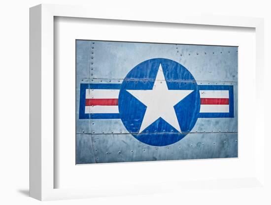 Military Plane with Star and Stripe Sign.-kyolshin-Framed Photographic Print