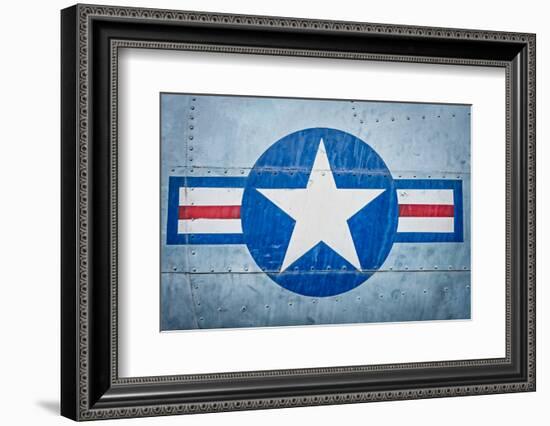 Military Plane with Star and Stripe Sign.-kyolshin-Framed Photographic Print