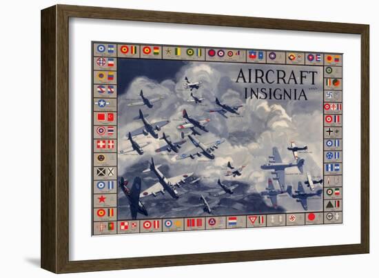 Military Planes of the World Aircraft Insignia WWII War Propaganda Print Plastic Sign-null-Framed Art Print