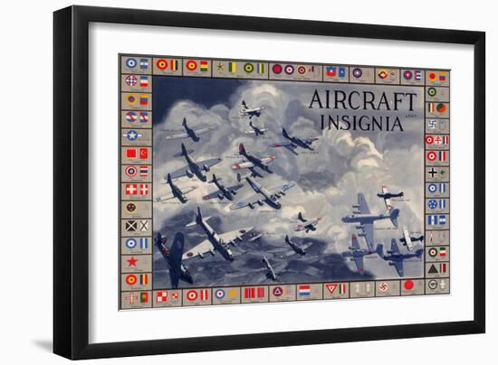 Military Planes of the World Aircraft Insignia WWII War Propaganda Print Plastic Sign-null-Framed Art Print