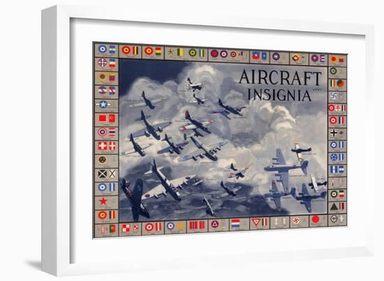 Military Planes of the World Aircraft Insignia WWII War Propaganda Print Plastic Sign-null-Framed Art Print