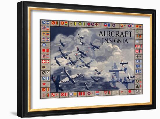 Military Planes of the World Aircraft Insignia WWII War Propaganda Print Plastic Sign-null-Framed Art Print
