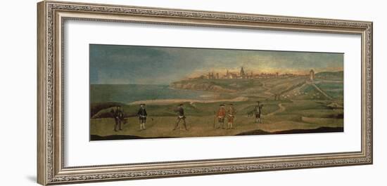 Military Players, with a View of St. Andrews from the Old Course-18th Century School-Framed Premium Giclee Print