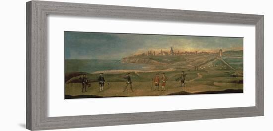 Military Players, with a View of St. Andrews from the Old Course-18th Century School-Framed Premium Giclee Print