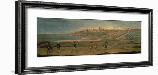 Military Players, with a View of St. Andrews from the Old Course-18th Century School-Framed Premium Giclee Print