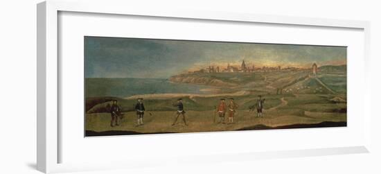 Military Players, with a View of St. Andrews from the Old Course-18th Century School-Framed Premium Giclee Print