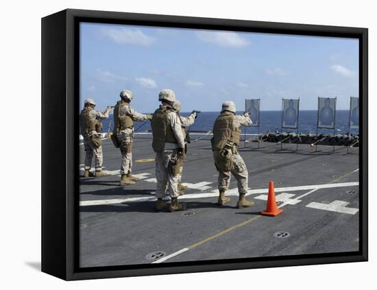 Military Policemen Train with the Berretta M9 9mm Pistol Aboard USS San Antonio-Stocktrek Images-Framed Premier Image Canvas