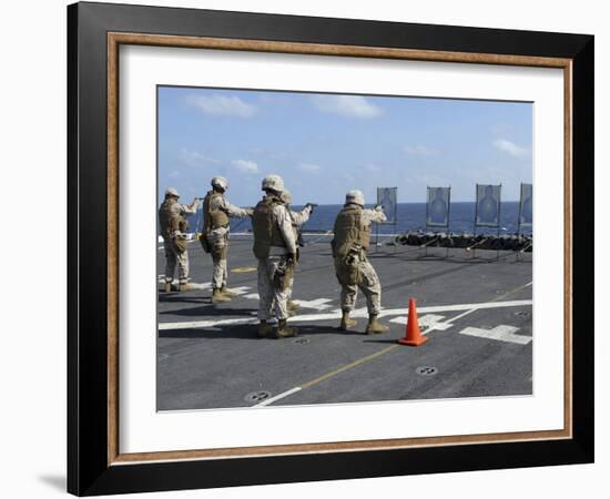 Military Policemen Train with the Berretta M9 9mm Pistol Aboard USS San Antonio-Stocktrek Images-Framed Photographic Print