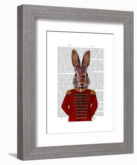 Military Rabbit in Red-Fab Funky-Framed Art Print