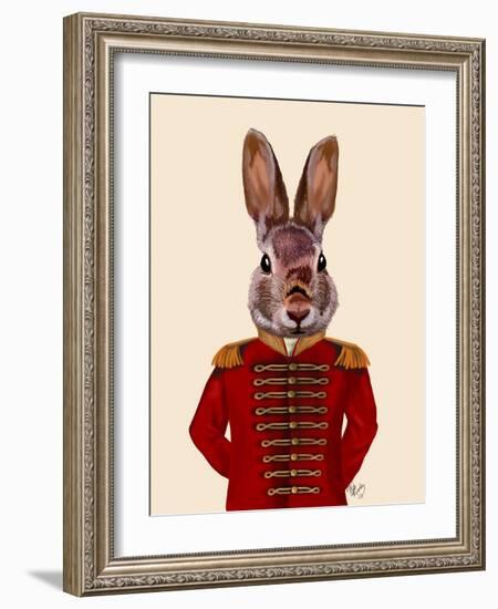Military Rabbit in Red-Fab Funky-Framed Art Print