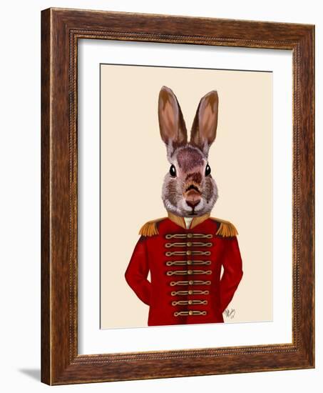 Military Rabbit in Red-Fab Funky-Framed Art Print