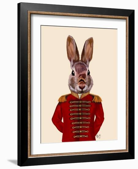 Military Rabbit in Red-Fab Funky-Framed Art Print