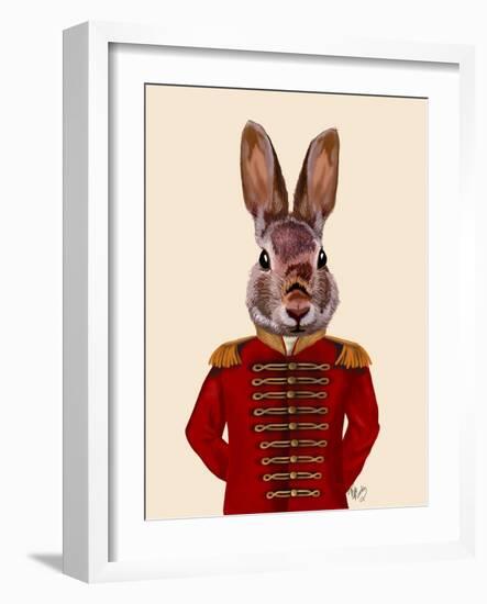 Military Rabbit in Red-Fab Funky-Framed Art Print