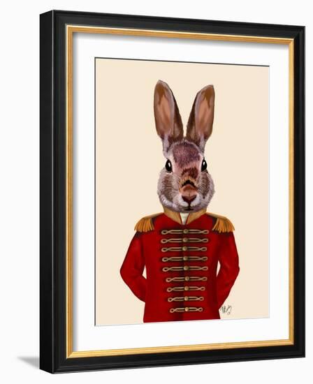 Military Rabbit in Red-Fab Funky-Framed Art Print