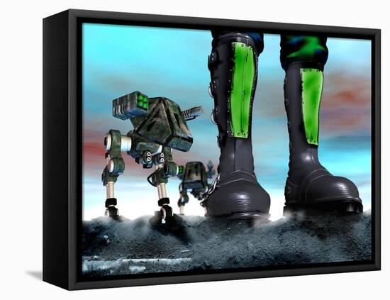 Military Robots-Victor Habbick-Framed Premier Image Canvas