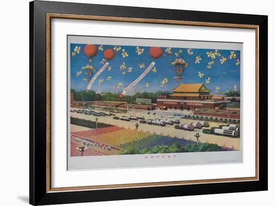 Military Rocket Parade in Tienanmen Square, 1987 Chinese Propaganda-null-Framed Giclee Print