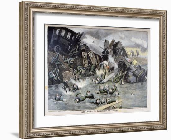 Military Train Accident in Dorpat, Russia, 1897-F Meaulle-Framed Giclee Print