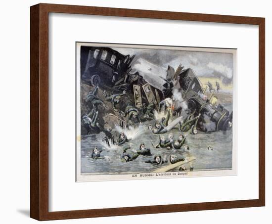 Military Train Accident in Dorpat, Russia, 1897-F Meaulle-Framed Giclee Print