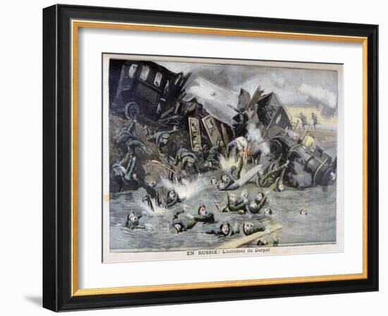 Military Train Accident in Dorpat, Russia, 1897-F Meaulle-Framed Giclee Print