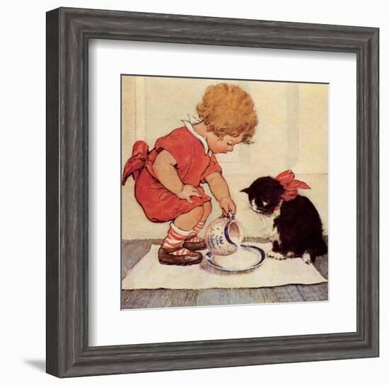 Milk for Kitty-Jessie Willcox Smith-Framed Art Print