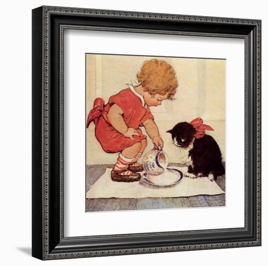 Milk for Kitty-Jessie Willcox Smith-Framed Art Print