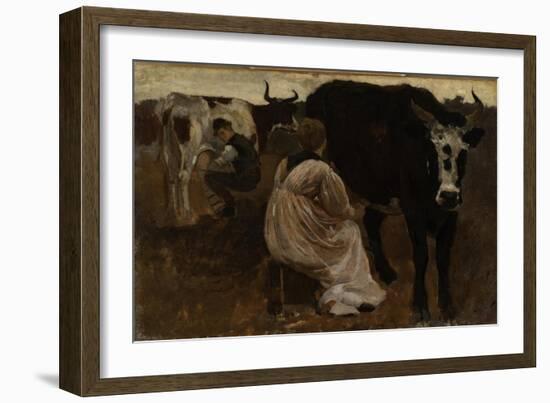 Milking, 1875-Winslow Homer-Framed Giclee Print