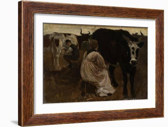 Milking, 1875-Winslow Homer-Framed Giclee Print