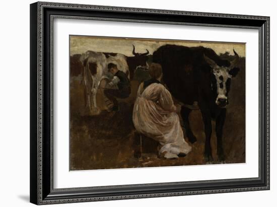 Milking, 1875-Winslow Homer-Framed Giclee Print