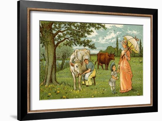 Milking cow for chocolate and milk-Thomas Crane-Framed Giclee Print