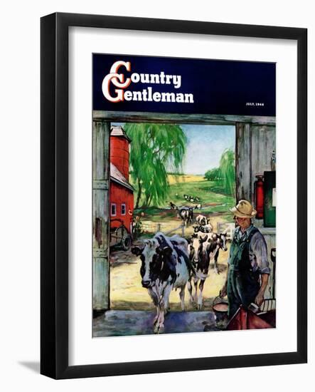 "Milking Time," Country Gentleman Cover, July 1, 1946-Matt Clark-Framed Giclee Print