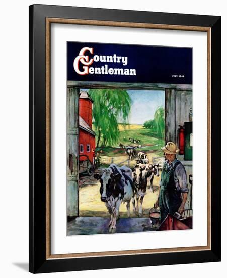 "Milking Time," Country Gentleman Cover, July 1, 1946-Matt Clark-Framed Giclee Print