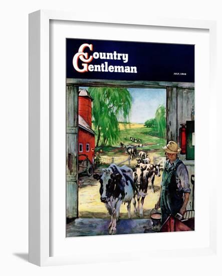 "Milking Time," Country Gentleman Cover, July 1, 1946-Matt Clark-Framed Giclee Print