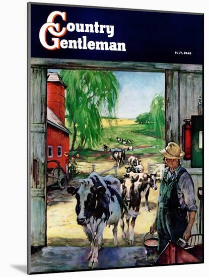 "Milking Time," Country Gentleman Cover, July 1, 1946-Matt Clark-Mounted Giclee Print